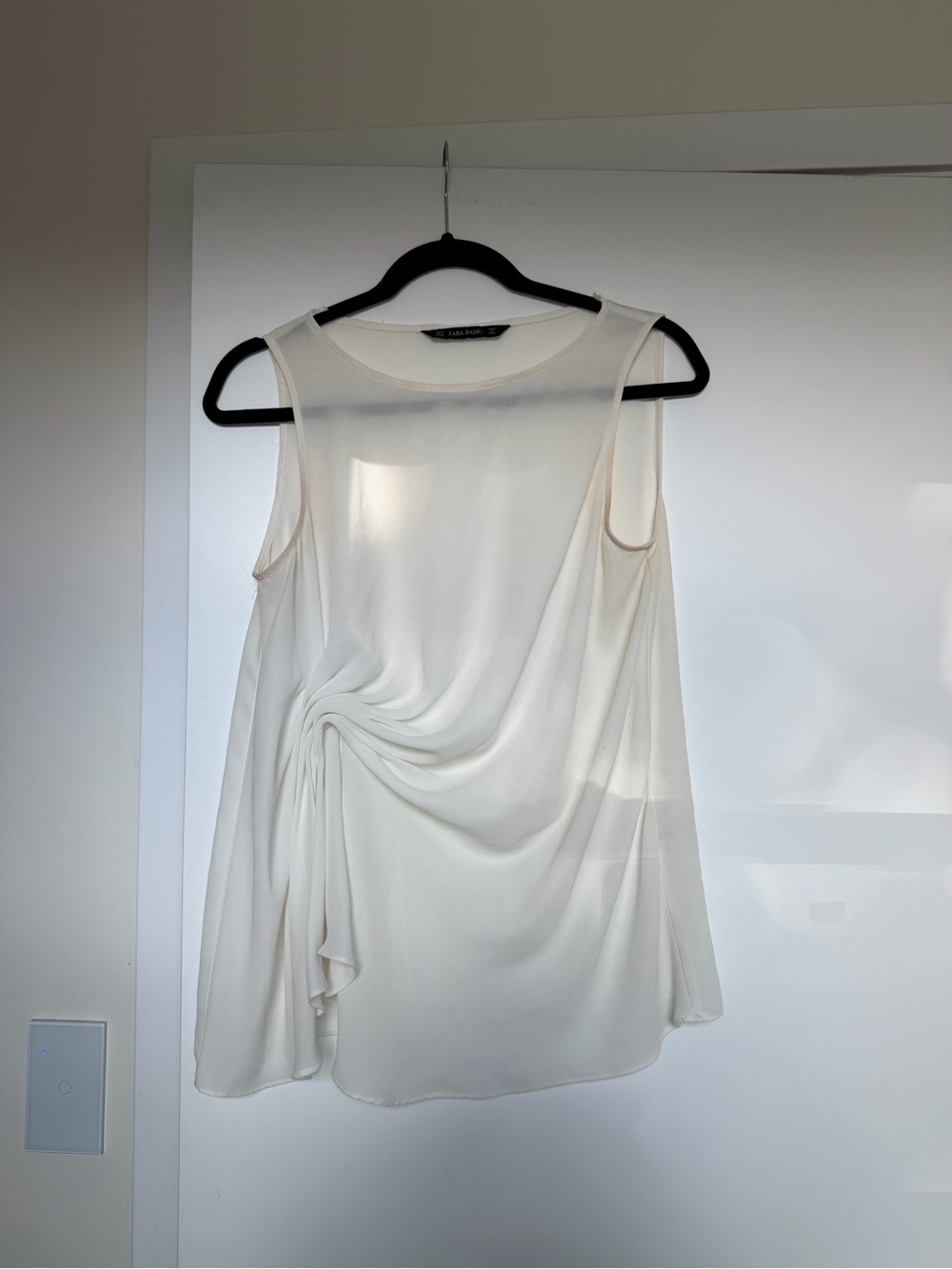 White Sleeveless Twist-Detail Top